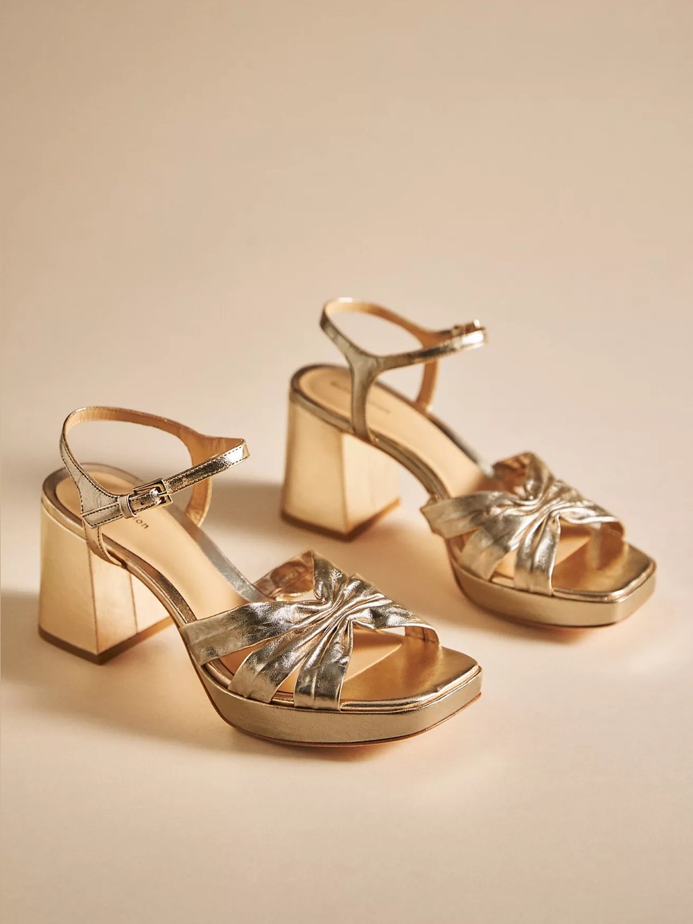 Reformation Maize Platform Heeled Sandals - Gold